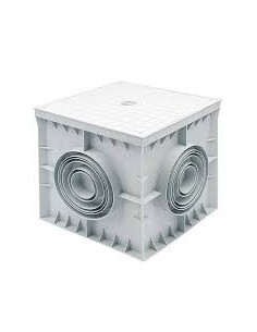 GG202020 GAES Arqueta 200x200x200 4 salidas tapa ciega gris
