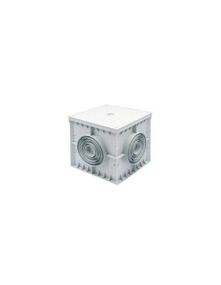 GG202020 GAES Arqueta 200x200x200 4 salidas tapa ciega gris